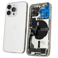 Back Housing With Parts | Original Pull / Reclaimed | iPhone 13 Pro | Silver / White | (Grade B+) 